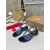 Christian Louboutin Navy Croc‑embossed Leather Block Heel Thong Sandal