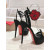 Christian Louboutin Black Satin Crystal Flower 150mm Platform Stiletto Heel Sandals
