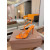 Christian Louboutin Orange Patent Studded Crisscross Ankle‑Strap Open‑Toe High Heel Sandals