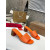 Christian Louboutin Orange Leather 55mm heel Block Heel Slide Sandal