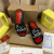 Christian Louboutin Black Rubber Slide Sandals White Signature Logo Print