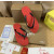Christian Louboutin Red Embossed‑Logo Studded Flip‑Flop Sandals