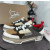 Christian Louboutin Brown‑White Suede‑Mesh Spiked Platform Lace‑Up Sneakers