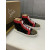 Christian Louboutin Black Printed Suede Red‑Trim Gold‑Spiked High‑Top Sneakers