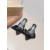 Christian Louboutin Black Satin Big‑Bow Pointed‑Toe Mule Kitten Heel Sandals 55mm heel