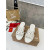 Christian Louboutin White Leather Studded 55mm heel Slide Sandals