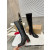 Christian Louboutin Black Smooth Leather 85mm heel Block‑Heel Knee‑High Boots