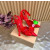 Christian Louboutin Red Satin Multicolor Fabric Flower 100mm Stiletto Heel Slingback Pumps