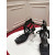 Christian Louboutin Black Satin Ankle Tie Bow Kitten Heel Pumps