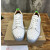 Christian Louboutin White Perforated Leather Green‑Accent White‑Spiked Low‑Top Sneakers