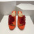 Christian Louboutin Orange Suede Sequin‑Flower 120mm Heel Platform Mule Sandals