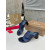 Christian Louboutin Navy Croc‑embossed Leather 55mm Block Heel Mule Sandal