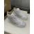 Christian Louboutin White Leather Full Silver‑Spiked High‑Top Sneakers