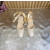 Christian Louboutin Cream Satin Crystal‑Embellished Ankle‑Tie Slingback Ballet Flats