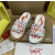 Christian Louboutin White Graffiti‑Print Slides Rainbow Crystal‑Trimmed Sole