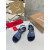 Christian Louboutin Navy Croc‑embossed Leather Block Heel Thong Sandal