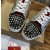 Christian Louboutin Graffiti Print Mixed‑Media Spike Low‑Top Sneakers