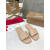Christian Louboutin Stitched Logo Beige Leather Flat Open‑toe Slide