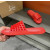Christian Louboutin Red Rubber Spiked Flat Slide Sandals