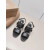 Christian Louboutin Black Leather Ankle‑Strap Block Heel Sandals 85mm heel