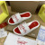 Christian Louboutin White Slide Sandals With Red Embossed Signature Logo