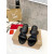 Christian Louboutin Black Leather 55mm heel Slide Sandals