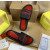 Christian Louboutin Black Slide Sandals With Red Embossed Signature Logo