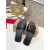 Christian Louboutin Signature Stitched Logo Black Leather Flat Slip‑on Sandal