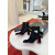 Christian Louboutin Black Suede Metal‑Buckle Block Heel Ankle Boots