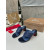 Christian Louboutin Navy Croc‑embossed Leather 55mm Block Heel Mule Sandal