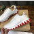 Christian Louboutin White Leather Gold‑Logo Lace‑Up Sneakers Red Shark‑Tooth Sole