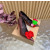 Christian Louboutin Burgundy Satin Multicolor Fabric Flower 100mm Stiletto Heel Pumps