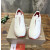 Christian Louboutin White Leather Red‑Trim Spiked Slip‑On Sneakers