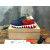 Christian Louboutin Navy‑Red Suede Gold‑Logo Shark‑Tooth Sole Lace‑Up Sneakers