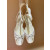 Christian Louboutin Silver Satin Crystal Tie‑Ankle Ballet Flats