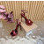 Christian Louboutin Red Metallic 150mm Platform Ankle‑Strap High‑Heel Sandals