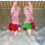 Christian Louboutin Pink Satin Multicolor Rose Flower 100mm Stiletto Heel Slingback Pumps