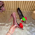 Christian Louboutin Burgundy Satin Multicolor Fabric Flower 100mm Stiletto Heel Pumps