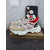 Christian Louboutin Pink‑Beige Spiked‑Sole Lace‑Up Chunky Sneakers Red Lining