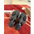 Christian Louboutin Black Leather Two‑Strap Slide Sandals