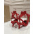Christian Louboutin Red Satin Ankle‑Tie Bow Kitten Heel Pumps