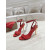 Christian Louboutin Red Patent 100mm Gold‑Sculpted Heel Ankle‑Strap Sandals