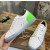 Christian Louboutin White Perforated Leather Green‑Accent White‑Spiked Low‑Top Sneakers