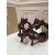 Christian Louboutin Brown Satin Ankle Wrap Bow Kitten Heel Pumps
