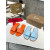Christian Louboutin Vibrant Orange Leather Stitched Logo Wood‑trim Flat Slide