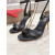 Christian Louboutin Black Leather Gold‑Sculpted Heel Ankle‑Strap Sandals