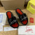 Christian Louboutin Black Crystal Logo Embellished Flat Slide Sandals