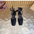 Christian Louboutin Black Satin Bow Ankle‑Tie Slingback Ballet Flats