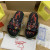 Christian Louboutin Black Graffiti‑Print Slides Rainbow Crystal‑Trimmed Sole