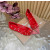 Christian Louboutin Red Mesh Pearl Crystal‑Embellished Pointed‑Toe Flat Pumps